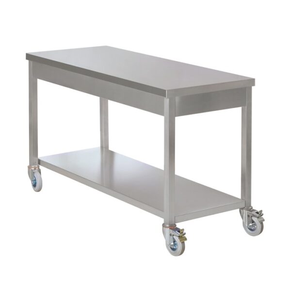 Masa de lucru inox cu polita inferioara si rotile 1900x700x850 mm