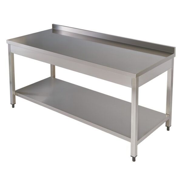 Masa de lucru inox cu rebord si polita inferioara 1900x700x850 mm