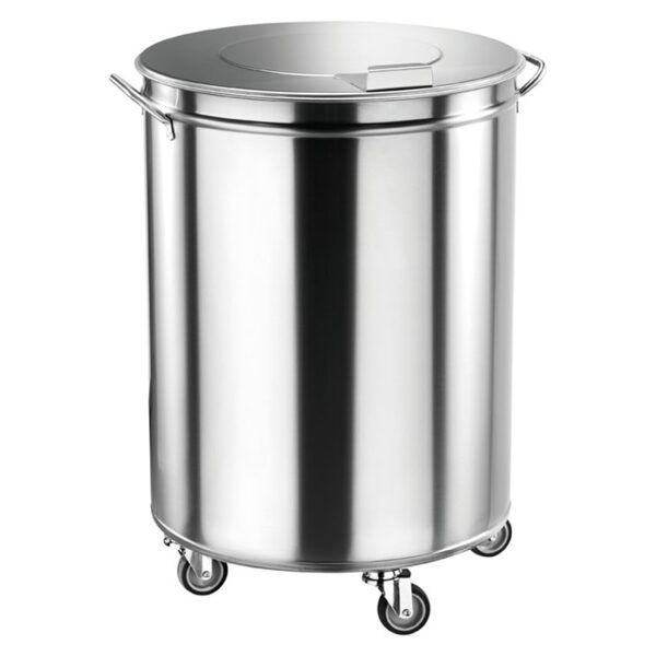 Pubela inox cu roti si capac, 100 litri