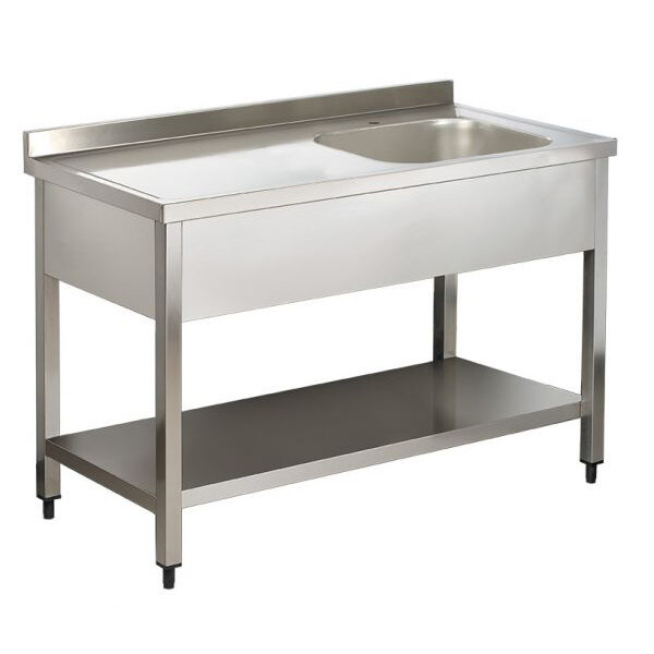 Spalator inox cu 1 cuva pe partea dreapta cu picurator si polita inferioara 2000x700x850 mm