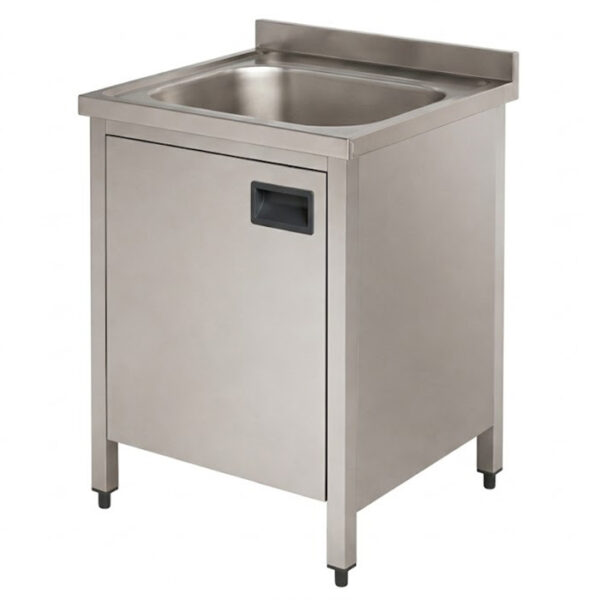 Spalator inox cu 1 cuva si dulap 600x700x850 mm